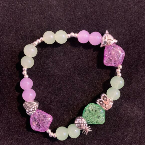 Pineapple fox owl beaded bracelet stretch - Picture 3 of 4